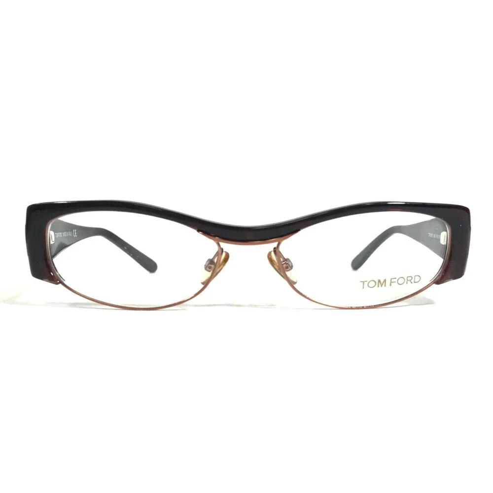 Tom Ford Eyeglasses Frames TF5076 U60 Brown Gold Cat Eye Full Rim 51-16-135